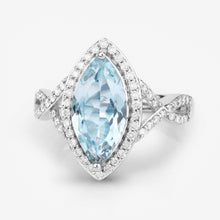Load image into Gallery viewer, 2.24 Carat Genuine Aquamarine and White Diamond 14K White Gold Ring