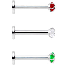 Load image into Gallery viewer, 16G 3/8 Red Green CZ Gem Holiday Star Labret Tragus Set of 3