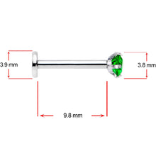 Load image into Gallery viewer, 16G 3/8 Pink Aurora Green Round CZ Gem Labret Tragus Set of 3