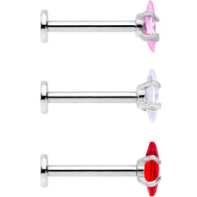 Load image into Gallery viewer, 16G 3/8 Multicolor CZ Oval Gem Cats Eye Labret Set of 3
