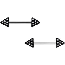 Load image into Gallery viewer, 14G 9/16 Clear Gem Triangle End Barbell Nipple Ring Set of 4