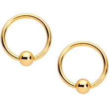 Load image into Gallery viewer, 14G Red Gem Gold Tone Holly BCR Barbell Nipple Ring Set of 4