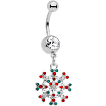 Load image into Gallery viewer, Red Green Gem Winter Blizzard Dangle Belly Ring