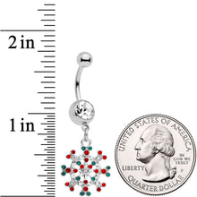 Load image into Gallery viewer, Red Green Gem Winter Blizzard Dangle Belly Ring