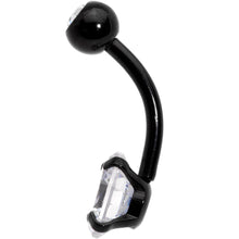 Load image into Gallery viewer, Clear Gem Black Large and Small Gem Belly Ring