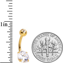 Load image into Gallery viewer, Clear Gem Gold Tone Large and Small Gem Belly Ring