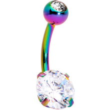 Load image into Gallery viewer, Clear Gem Rainbow Large and Small Gem Belly Ring
