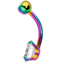 Load image into Gallery viewer, Clear Gem Rainbow Large and Small Gem Belly Ring