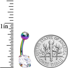 Load image into Gallery viewer, Clear Gem Rainbow Large and Small Gem Belly Ring