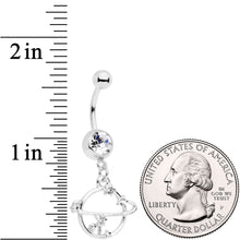 Load image into Gallery viewer, Clear Gem Stars Orbit Planet Saturn Dangle Belly Ring