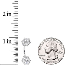 Load image into Gallery viewer, Clear Gem Winter Fun Snowflake Double Mount Belly Ring