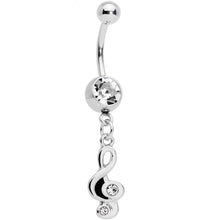 Load image into Gallery viewer, Clear Gem Moon Treble Clef Dangle Belly Ring Set of 2