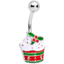 Load image into Gallery viewer, Clear Gem Red Holiday Cupcake Belly Ring Set of 4