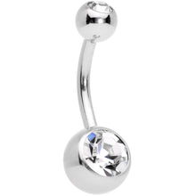 Load image into Gallery viewer, Clear Gem Rose Gold Tone Red Holiday Cupcake Belly Ring Set of 4
