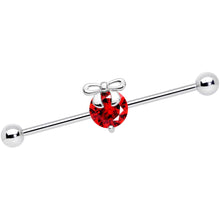 Load image into Gallery viewer, 14G Red Gem Precious Holiday Ornament Industrial Barbell 38mm
