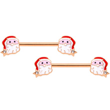 Load image into Gallery viewer, 14G Rose Gold Tone Santa Captive Barbell Nipple Ring Set of 4