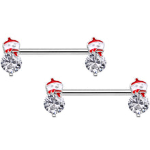 Load image into Gallery viewer, 14G 9/16 Clear Gem Winter Snowman Barbell Nipple Ring Set
