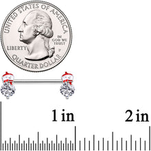 Load image into Gallery viewer, 14G 9/16 Clear Gem Winter Snowman Barbell Nipple Ring Set