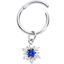 Load image into Gallery viewer, 16G 3/8 Blue Clear Snowflake Hinged Dangle Segment Ring