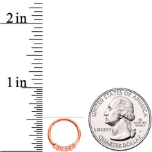 Load image into Gallery viewer, 16G 3/8 Clear CZ Gem Rose Gold Tone Quartet Hinged Segment Ring