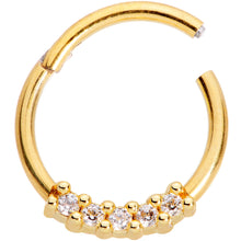 Load image into Gallery viewer, 16G 3/8 Clear CZ Gem Gold Tone Quartet Hinged Segment Ring