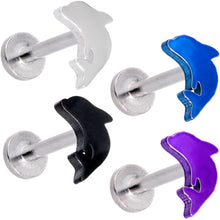 Load image into Gallery viewer, 16G 5/16 Leaping Dolphins Labret Monroe Tragus Set of 4