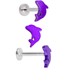 Load image into Gallery viewer, 16G 5/16 Leaping Dolphins Labret Monroe Tragus Set of 4