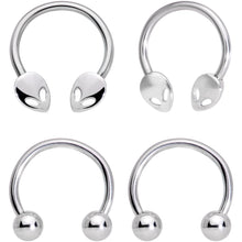Load image into Gallery viewer, 14G 13mm Outer Space Aliens Horseshoe Nipple Ring Set