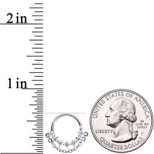 Load image into Gallery viewer, 16G 3/8 Clear CZ Gem Chain Dangle Seamless Circular Ring