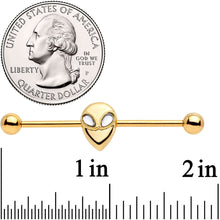 Load image into Gallery viewer, 14G Clear Gem Gold Tone Alien Invader Industrial Barbell 38mm