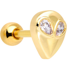 Load image into Gallery viewer, 16G 1/4 Clear Gem Gold Tone Space Alien Cartilage Tragus Earring