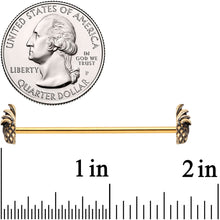 Load image into Gallery viewer, 14G Gold Tone Split Pineapple Ends Industrial Barbell 38mm