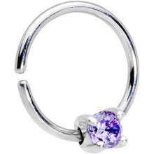 Load image into Gallery viewer, 18G 5/16 Purple Gem 925 Sterling Silver Seamless Circular Ring
