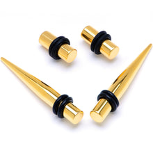 Load image into Gallery viewer, Gold Tone PVD Straight Plug and Taper Set Sizes 5mm to 10mm