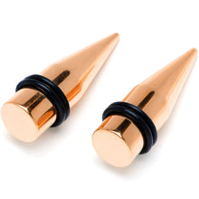 Load image into Gallery viewer, Rose Gold Tone PVD Straight Plug and Taper Set Sizes 5mm to 10mm