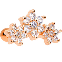 Load image into Gallery viewer, 18G 5/16 Clear CZ Rose Gold Tone Flower Cartilage Tragus Earring