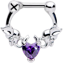 Load image into Gallery viewer, 16G 1/4 Purple Heart Gem Royal Valentine Cartilage Clicker