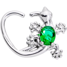 Load image into Gallery viewer, 16G 3/8 Green Gem Love Lizard Left Heart Closure Ring