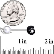 Load image into Gallery viewer, 14G 9/16 Clear Gem White Orb Snail Shell Barbell Nipple Ring Set