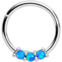 Load image into Gallery viewer, 16G 3/8 Blue Synthetic Opal Hinged Segment Ring