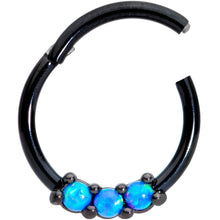 Load image into Gallery viewer, 16G 3/8 Blue Synthetic Opal Black Hinged Segment Ring