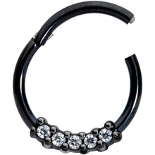 Load image into Gallery viewer, 16G 3/8 Clear CZ Gem Black Hinged Segment Ring