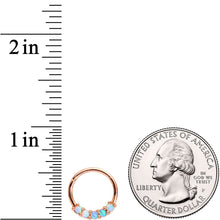 Load image into Gallery viewer, 16G 3/8 Synthetic Opal Rose Gold Tone Hinged Segment Ring