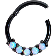 Load image into Gallery viewer, 16G 3/8 Synthetic Opal Black Hinged Segment Ring