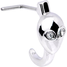 Load image into Gallery viewer, 20G Clear Gem Alien Invader Faux Hoop L Shaped Nose Ring
