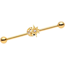 Load image into Gallery viewer, 14G Clear Gem Gold Tone Holiday Star Industrial Barbell 38mm