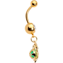 Load image into Gallery viewer, Clear Gem Gold Tone Glow Orb Unicorn Dangle Belly Ring