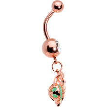 Load image into Gallery viewer, Clear Gem Rose Gold Tone Glow in the Dark Orb Unicorn Dangle Belly Ring