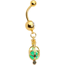 Load image into Gallery viewer, Clear Gem Gold Tone Glow in the Dark Pineapple Dangle Belly Ring