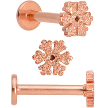 Load image into Gallery viewer, 16G 5/16 Gem Rose Gold Tone Holiday Cartilage Tragus Earring Set of 3